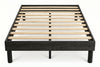 Double platform bed frame in black wood-grain finish on a white background