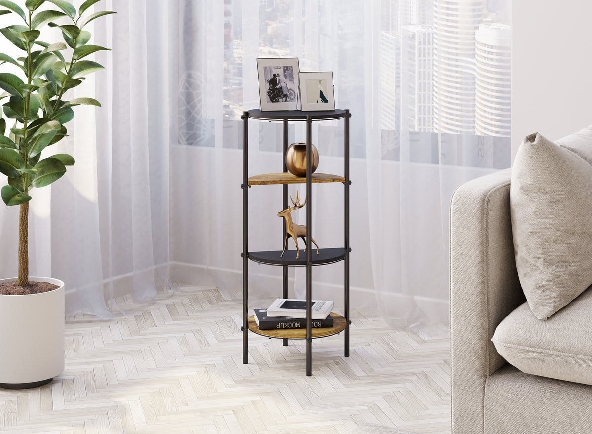 Table d'appoint étagère ronde à 4 niveaux dans un décor