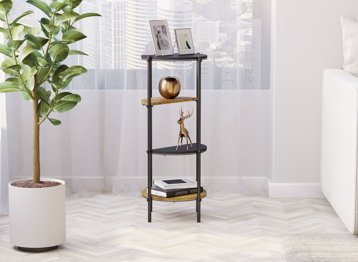 Table d'appoint étagère ronde à 4 niveaux dans un décor