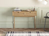 Mid-Century Modern Console Table with 2 Rattan Drawers, Natural Wood Look Sofa Table for Entryway, Hallway, or Living Room
