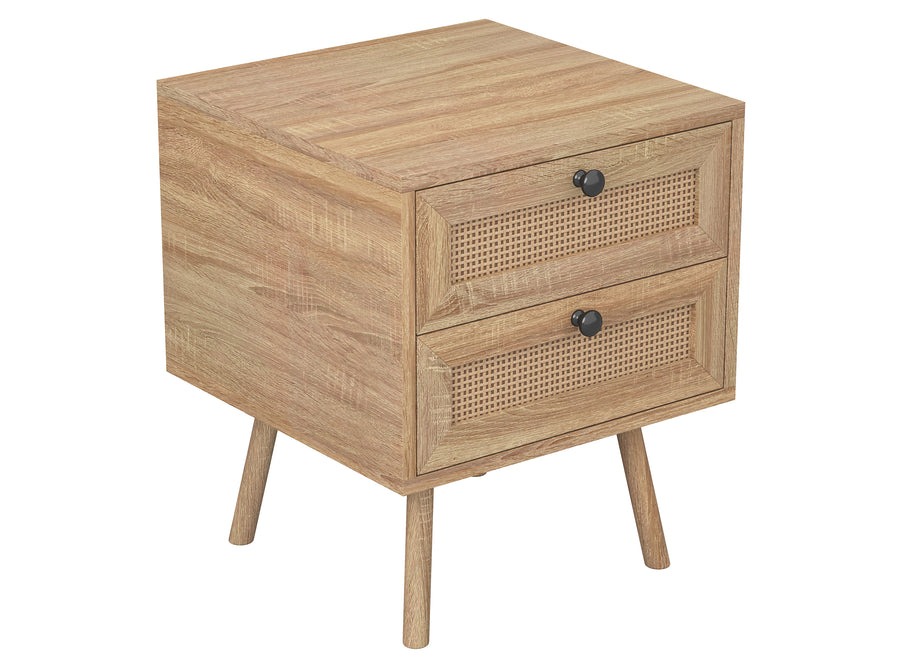 2-drawer nightstand with cane-look fronts