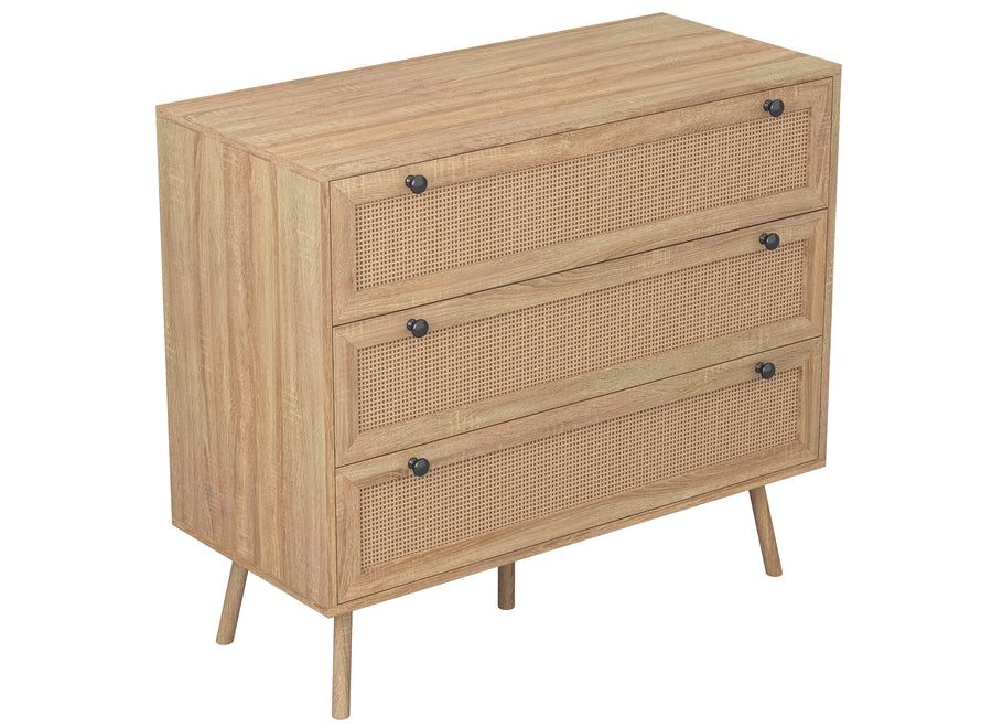 3-drawer dresser with cane-look fronts