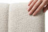King bouclé upholstered bed frame in off-white, bedroom styling view 5