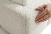 Queen bouclé upholstered bed frame in off-white, bedroom styling view 6
