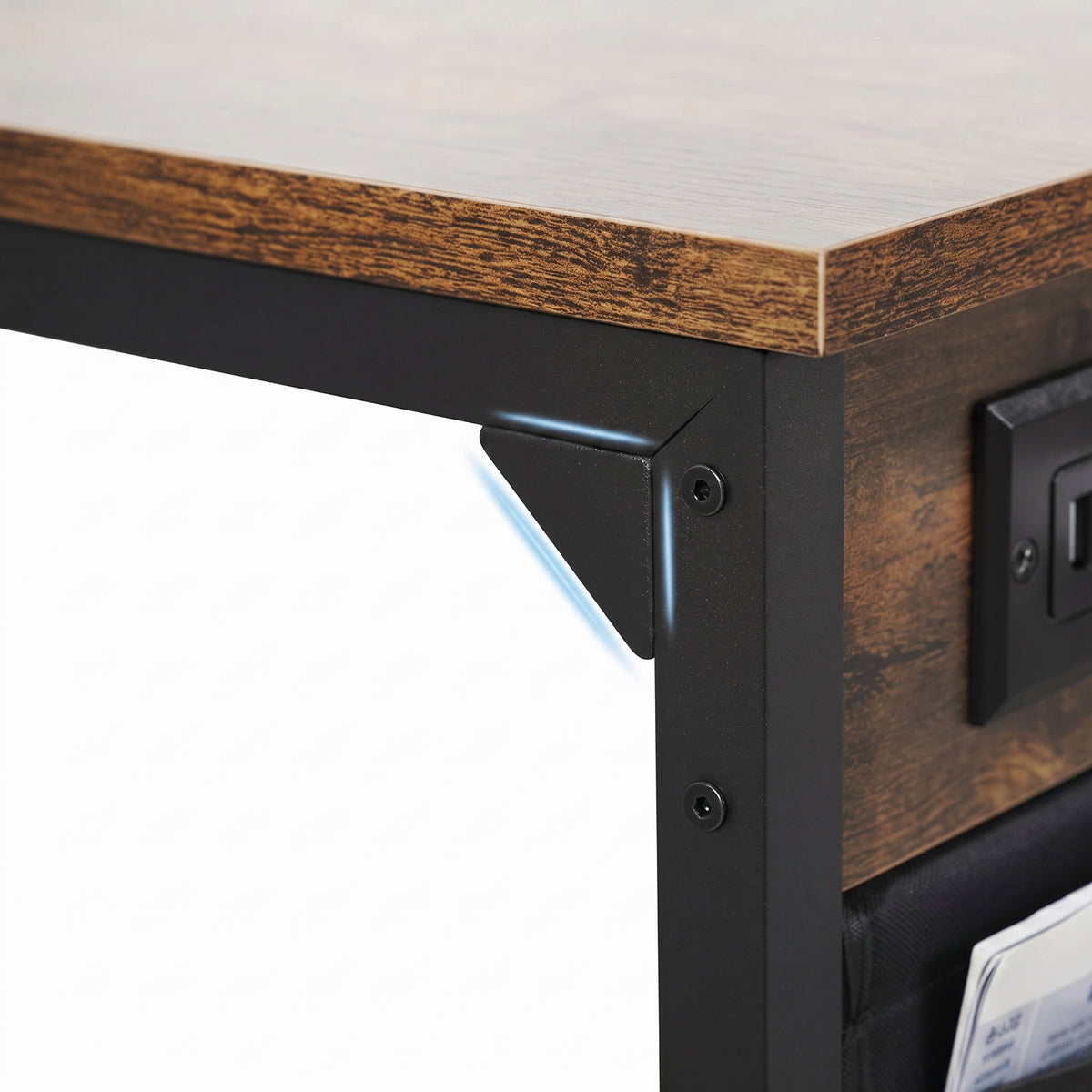 Set of 2 C-shaped end tables with outlets and USB ports in a room setting