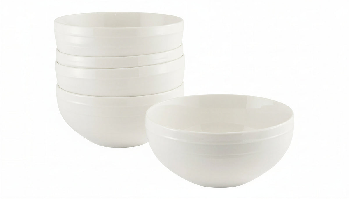 Ensemble de vaisselle, 32 pièces, porcelaine phosphatique (bone china), rebord rond en relief, blanc – vue 3