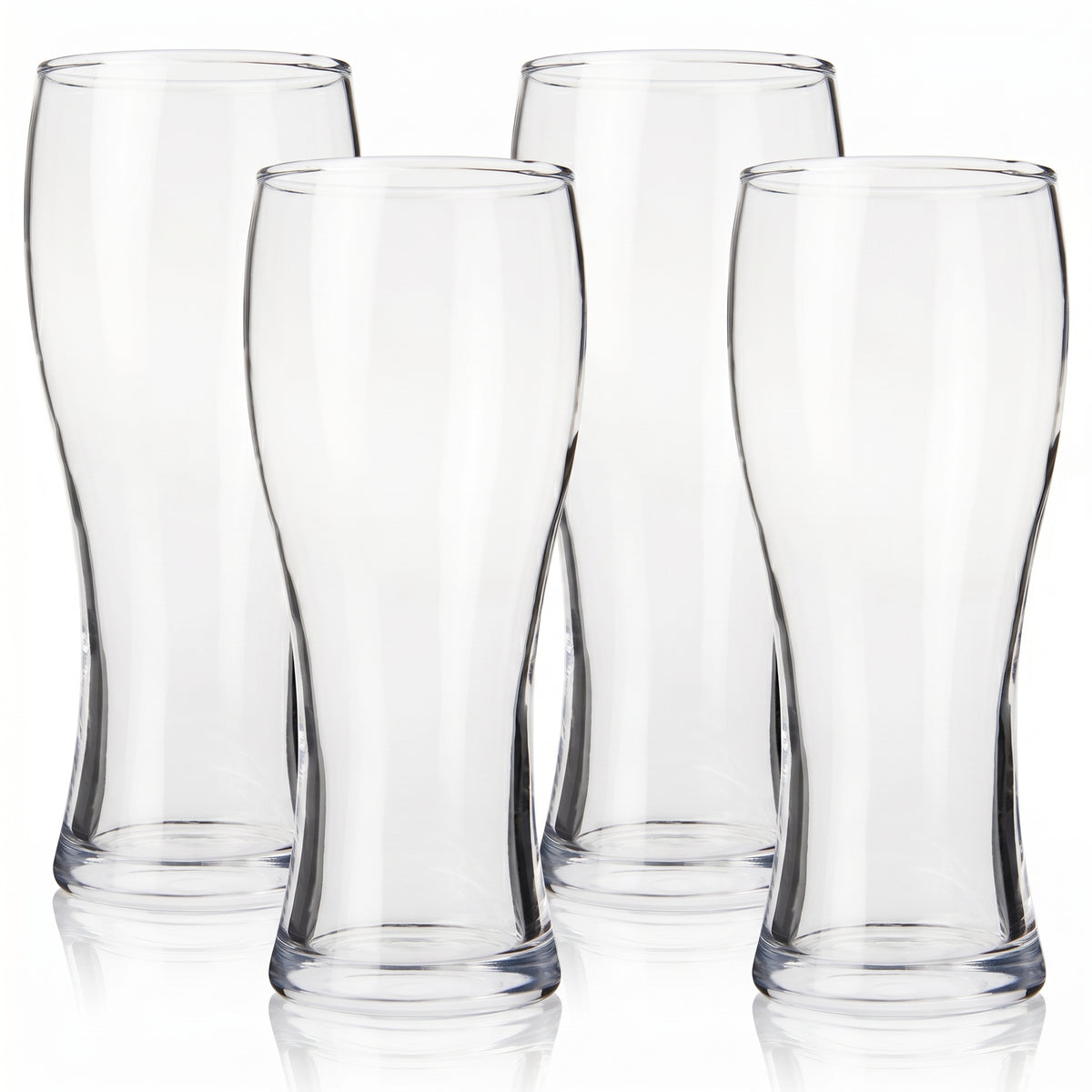 Pilsner Beer Glasses, set of 4, on white