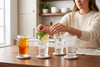 Ribbed Highball Glasses Leo in a styled setting