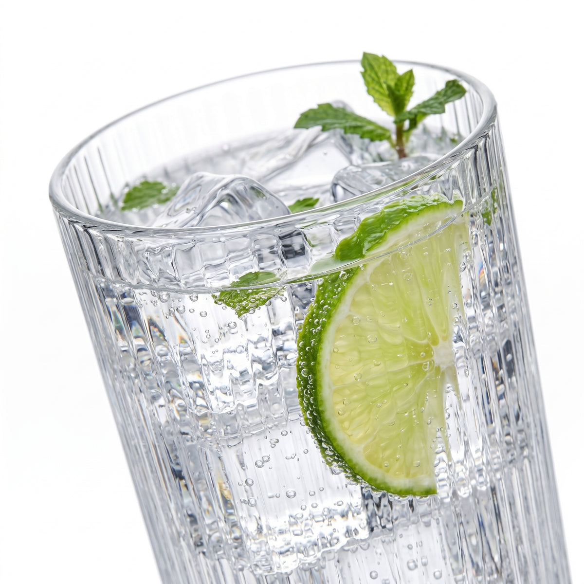 Ribbed Highball Glasses Leo in a styled setting