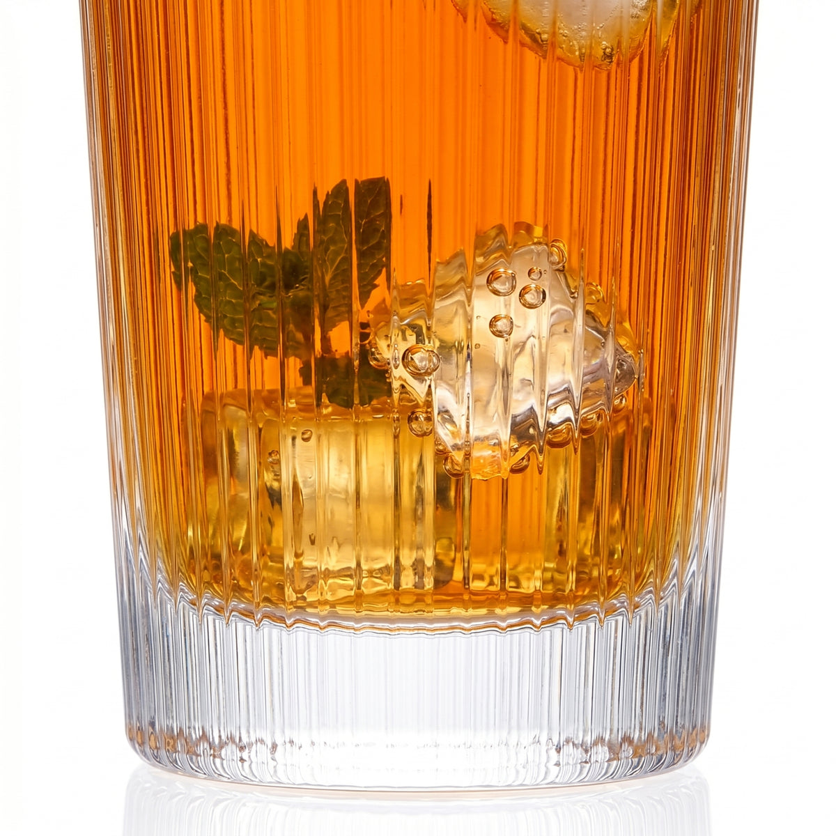 Ribbed Highball Glasses Leo in a styled setting