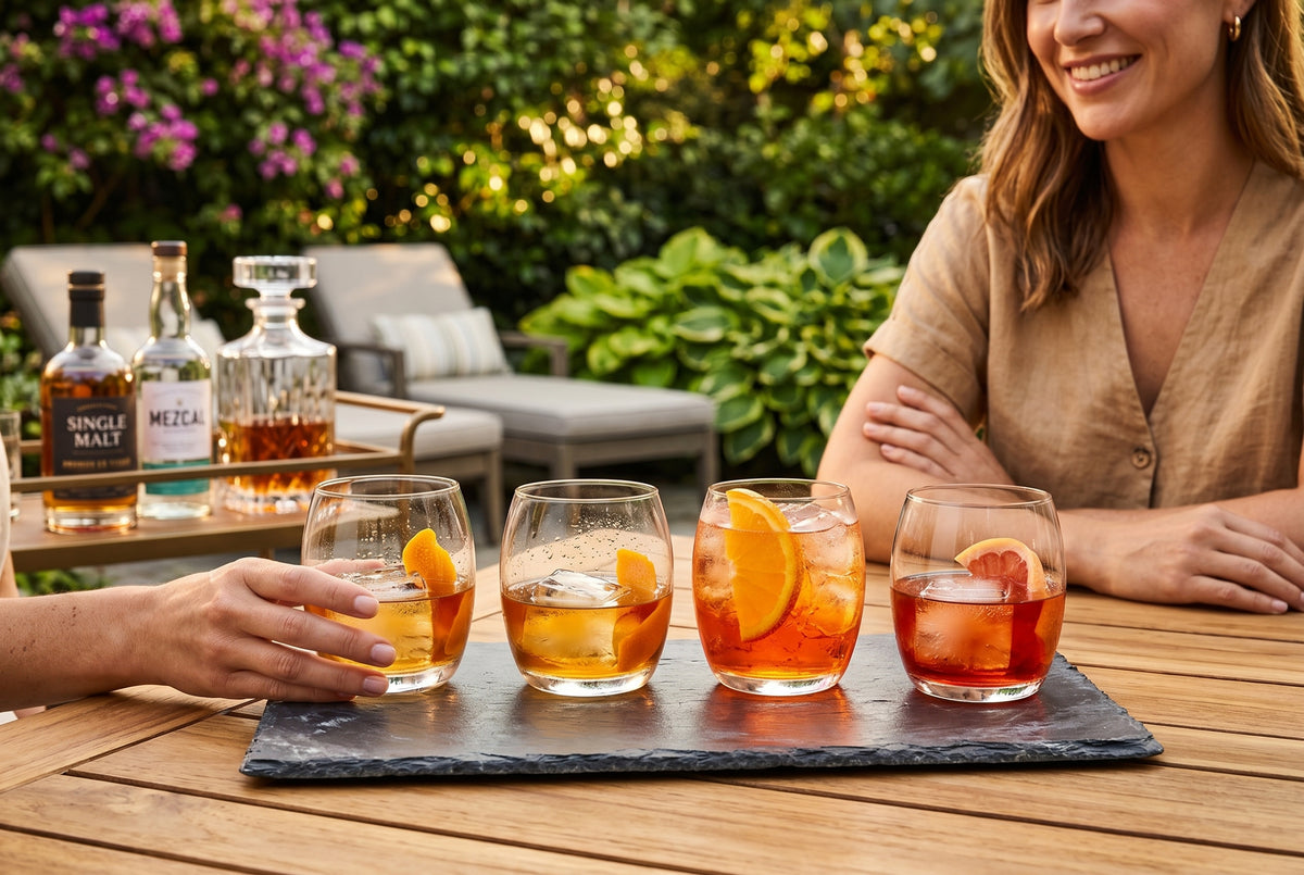 Verres à whisky old fashioned dans un décor