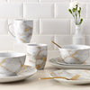 Dinnerware Set with Gold Flatware, Porcelain, 16-Piece Dinnerware, Grey and Gold Marble Look – view 3