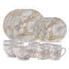 Dinnerware Set with Gold Flatware, Porcelain, 16-Piece Dinnerware, Grey and Gold Marble Look – view 4