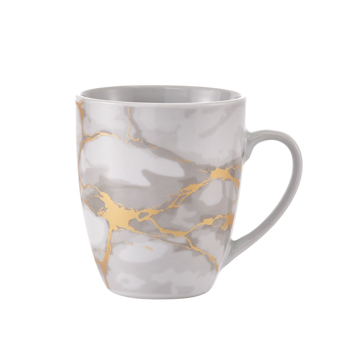 Dinnerware Set with Gold Flatware, Porcelain, 16-Piece Dinnerware, Grey and Gold Marble Look – view 10
