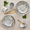 Dinnerware Set with Gold Flatware, Porcelain, 16-Piece Dinnerware, Grey and Gold Marble Look – view 12