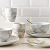 Dinnerware Set with Gold Flatware, Porcelain, 16-Piece Dinnerware, Grey and Gold Marble Look – view 13