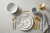 Dinnerware Set with Gold Flatware, Porcelain, 16-Piece Dinnerware, Grey and Gold Marble Look
