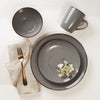 Dinnerware Set with Silver Flatware, Stoneware, 16-Piece Dinnerware, Grey Speckled, Brown Rim – view 9