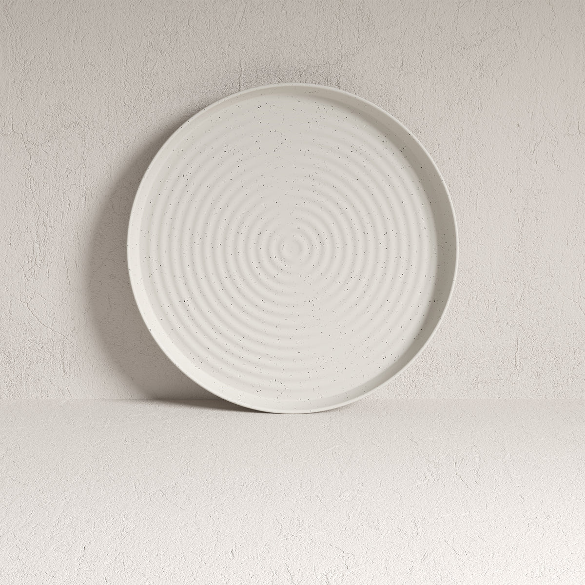 Dinnerware Set, 12-Piece, Stoneware, Speckled Off-White, Ribbed – view 3