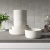 Dinnerware Set, 12-Piece, Stoneware, Speckled Off-White, Ribbed – view 12
