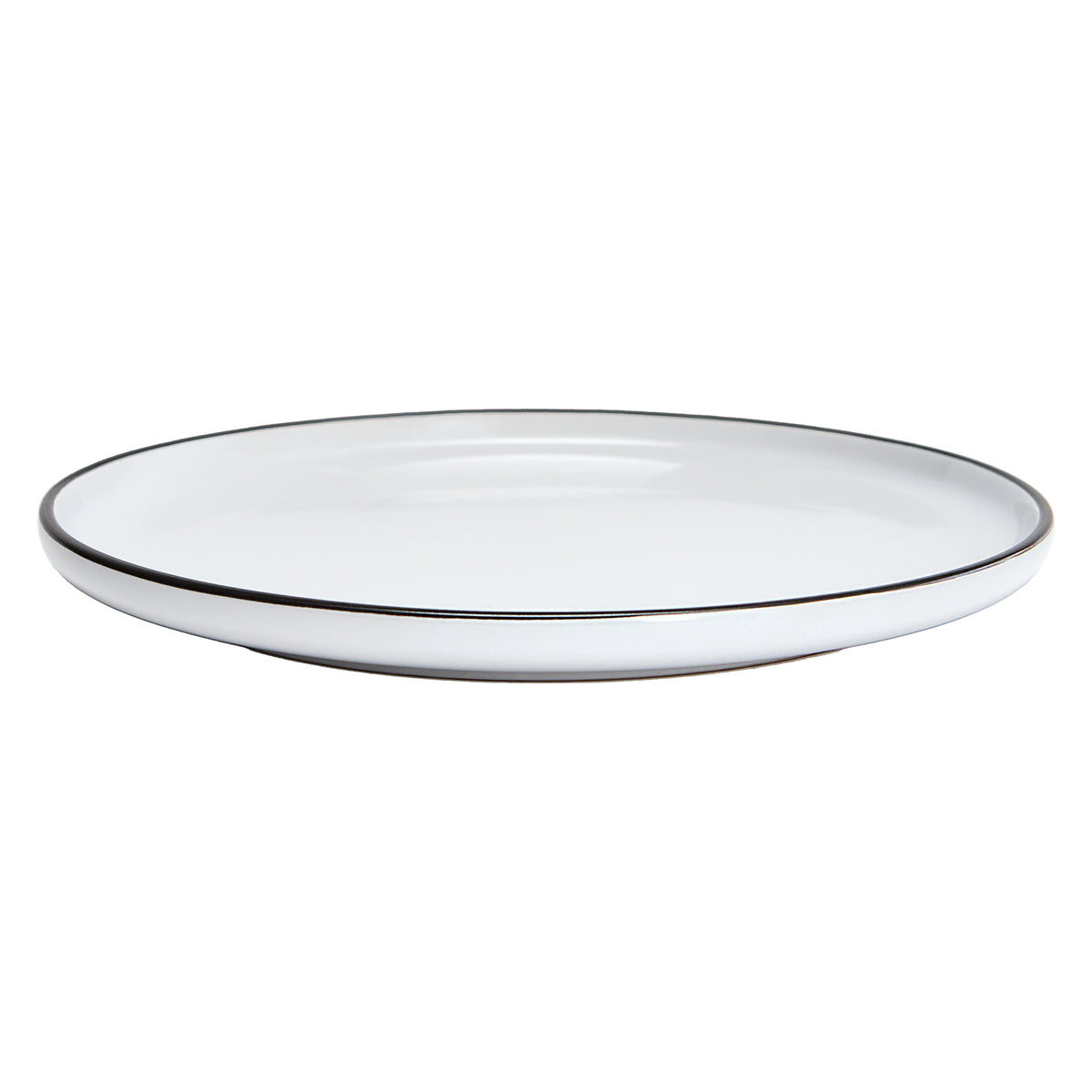 Assiettes plates en grès, ensemble de 4, 26,5 cm, blanc à rebord noir – vue 3