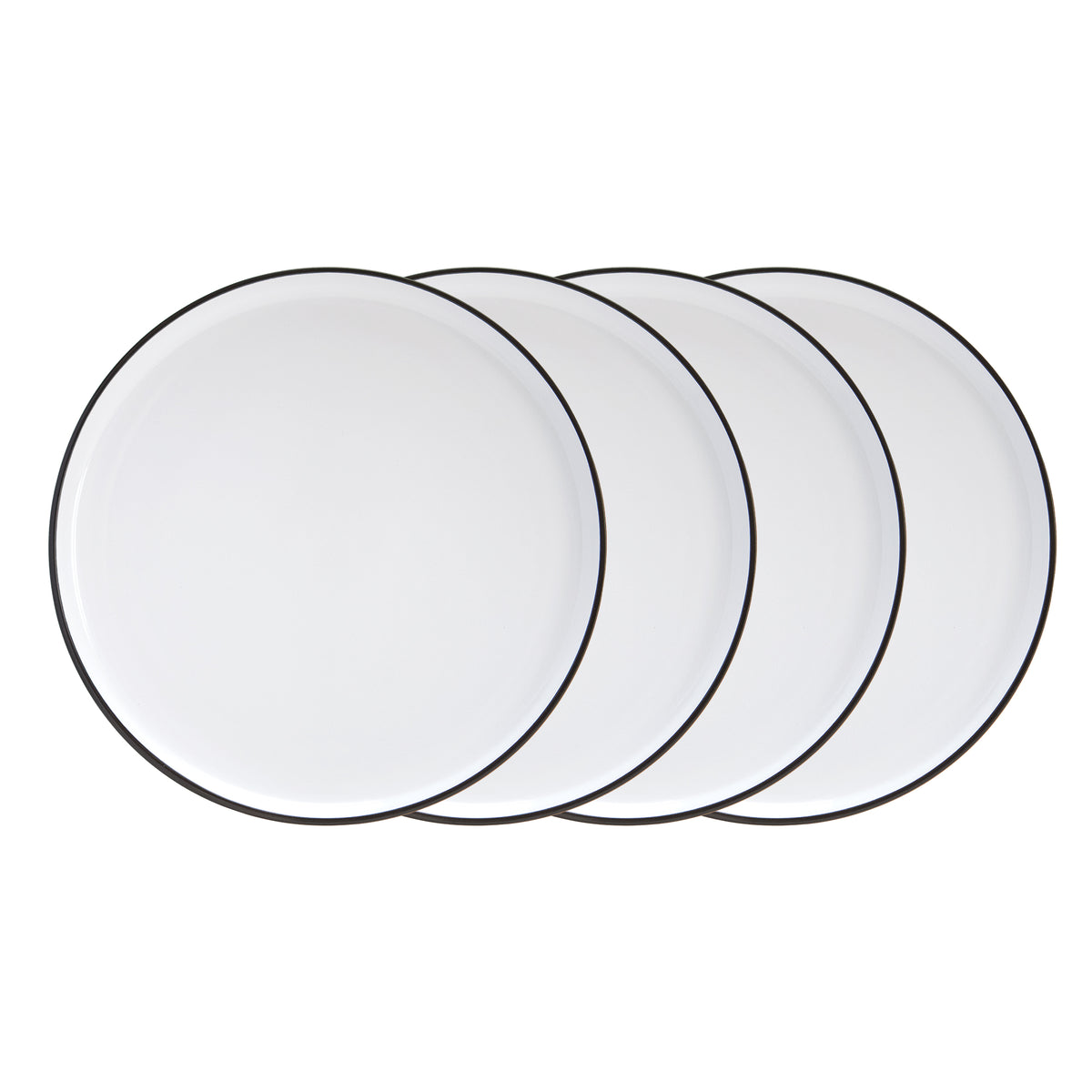 Assiettes plates en grès, ensemble de 4, 26,5 cm, blanc à rebord noir – vue 5