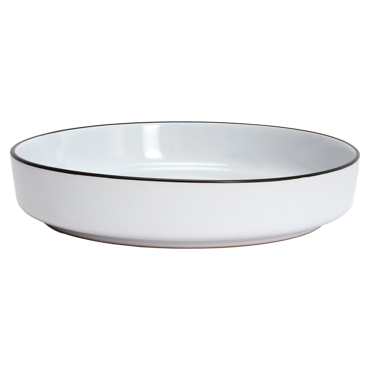 Pasta Bowls, Set of 4, Stoneware, 20 cm (7.9 in), White with Black Rim – view 3