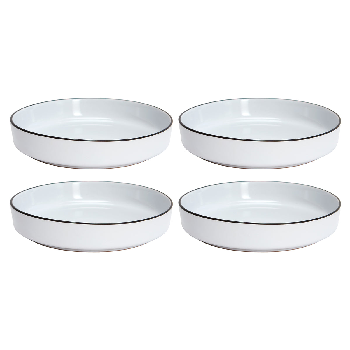Pasta Bowls, Set of 4, Stoneware, 20 cm (7.9 in), White with Black Rim – view 5
