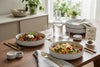 Pasta Bowls, Set of 4, Stoneware, 20 cm (7.9 in), White with Black Rim