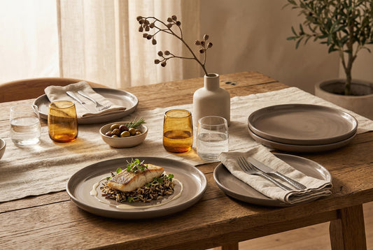 Dinner Plates, Set of 4, Stoneware, 26.5 cm (10.4 in), Taupe