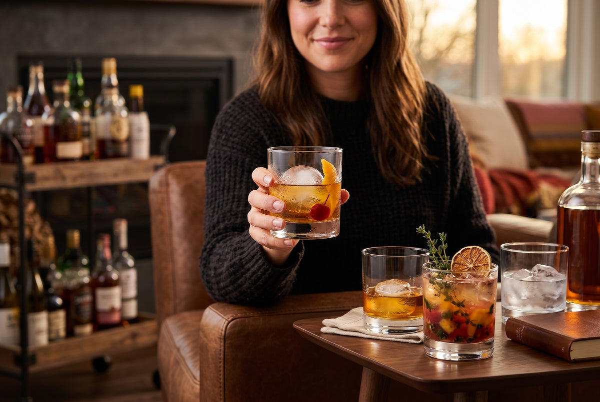 Verres à whisky old fashioned dans un décor