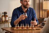 Beer Flight Board with 4 Tasting Glasses Adan in a styled setting