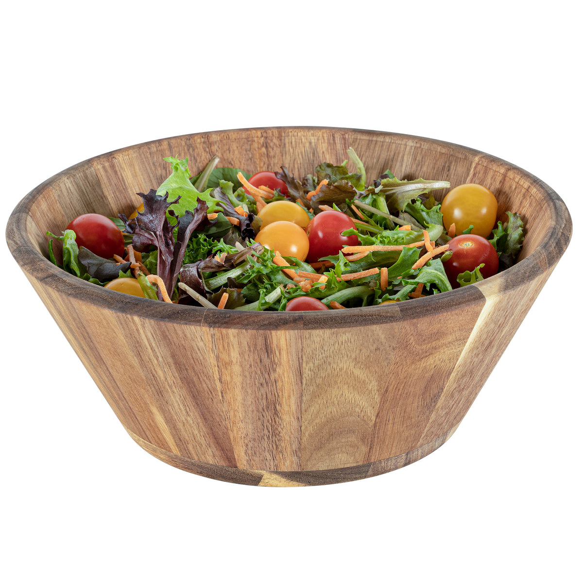 Bol de service en bois d'acacia garni de salade