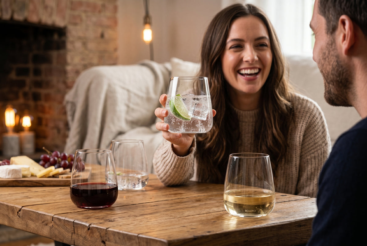 Stemless Wine Glasses Bolero in a styled setting