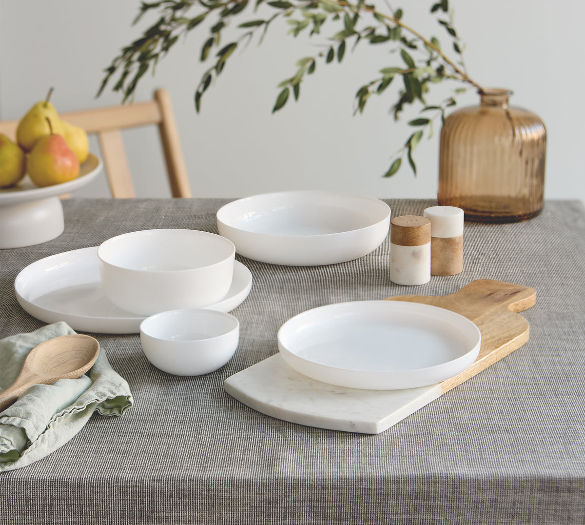 Pasta Bowls, Set of 4, Opal Glass, 22.1 cm (8.7 in), White – view 6