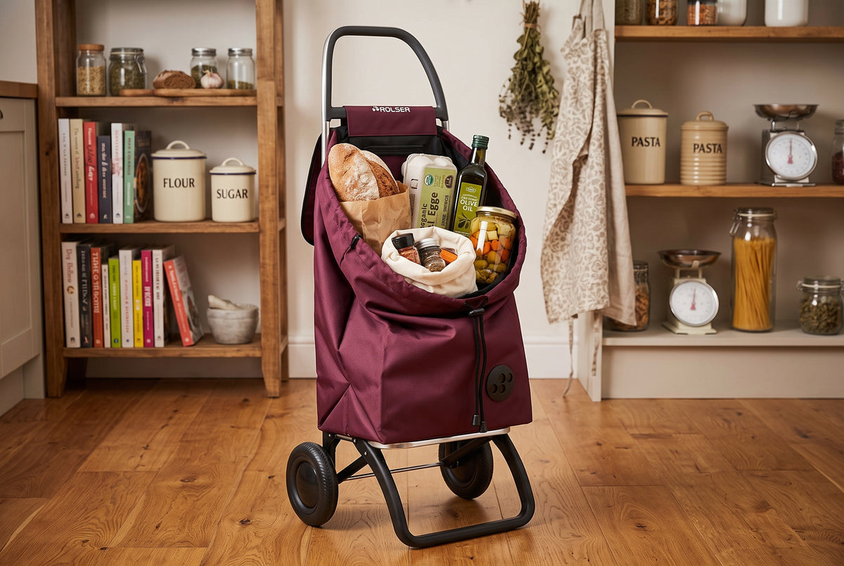 Rolser I-Max MF Convert 2 folding shopping cart, burgundy – view 4