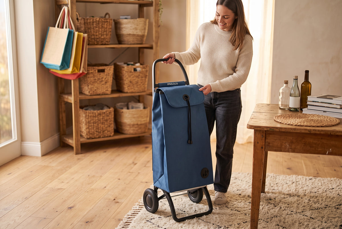 Rolser I-Max MF Convert 2 folding shopping cart, denim blue – view 3