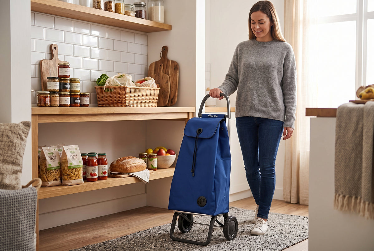 Chariot d'épicerie pliable Rolser I-Max MF Convert 2, bleu saphir – vue 3