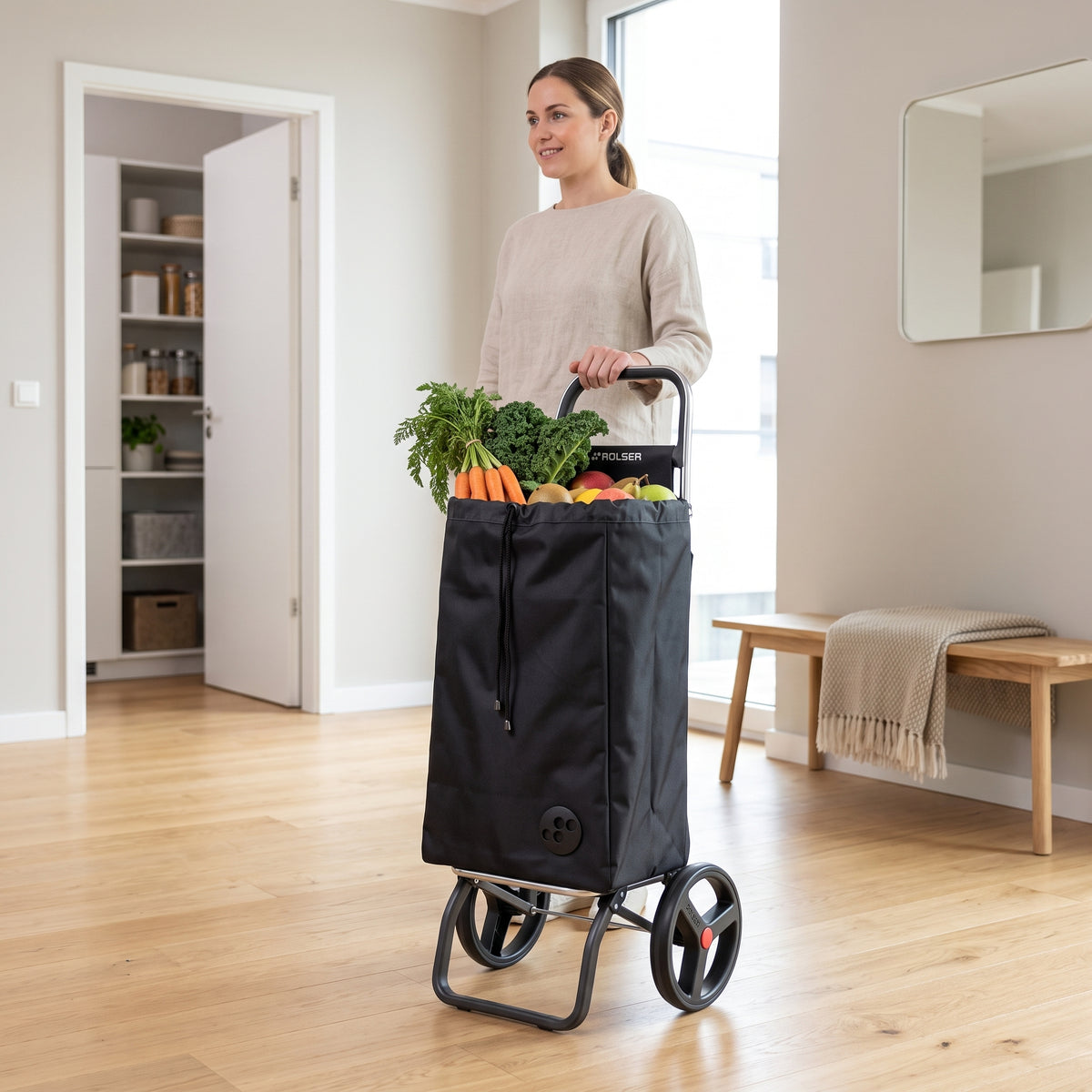 Rolser I-Max Logic RSG folding shopping cart, black – view 3