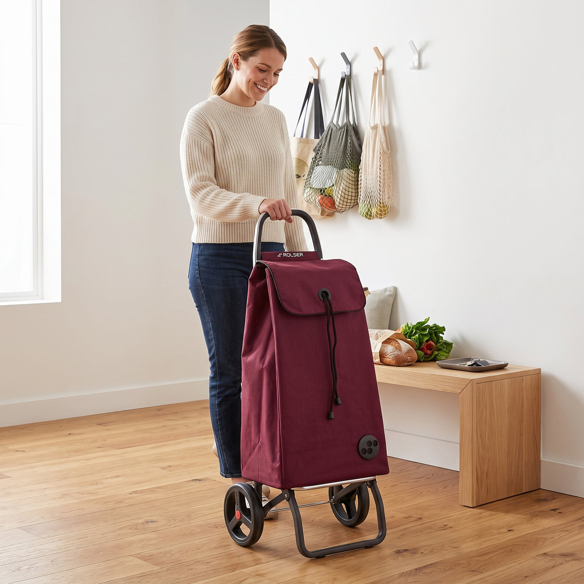 Rolser I-Max Logic RSG folding shopping cart, burgundy – view 3