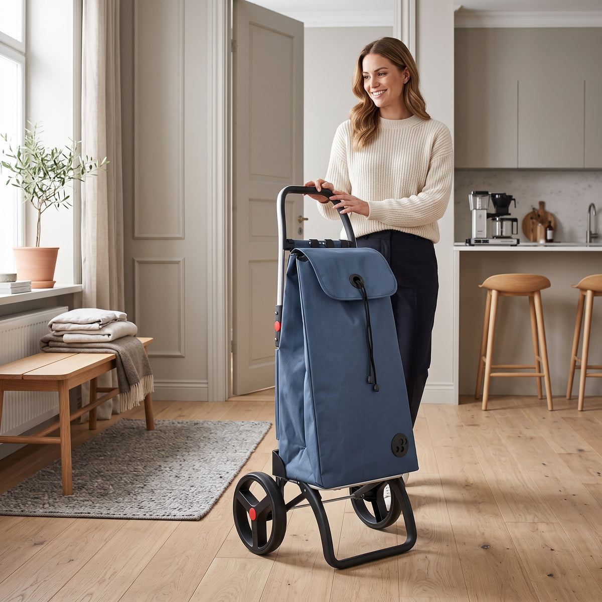 Rolser I-Max Logic RSG folding shopping cart, denim blue – view 3
