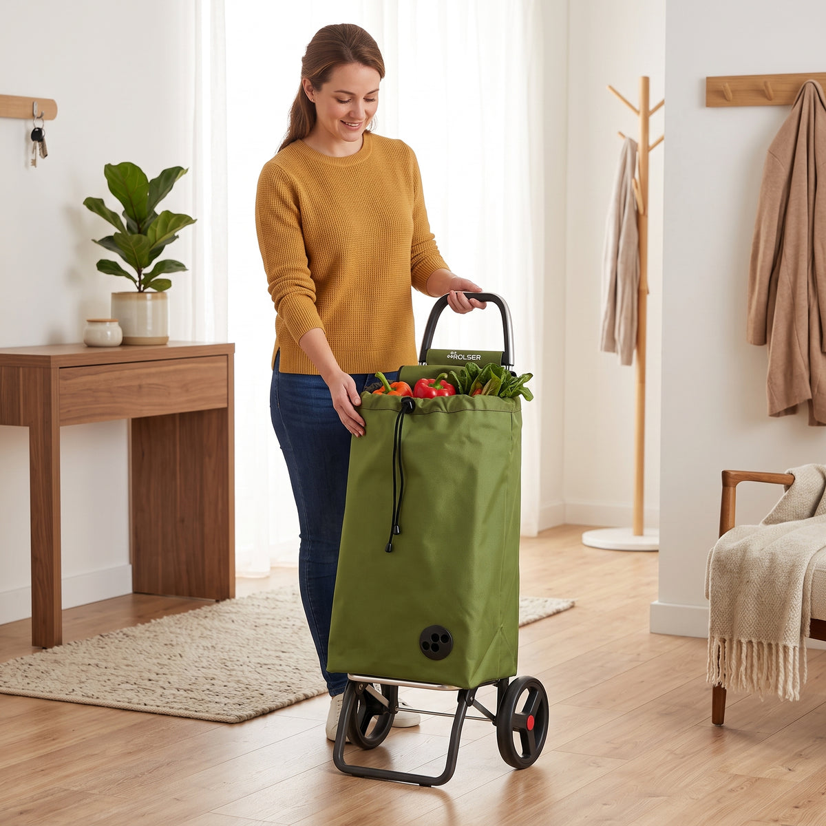 Rolser I-Max Logic RSG folding shopping cart, olive – view 3