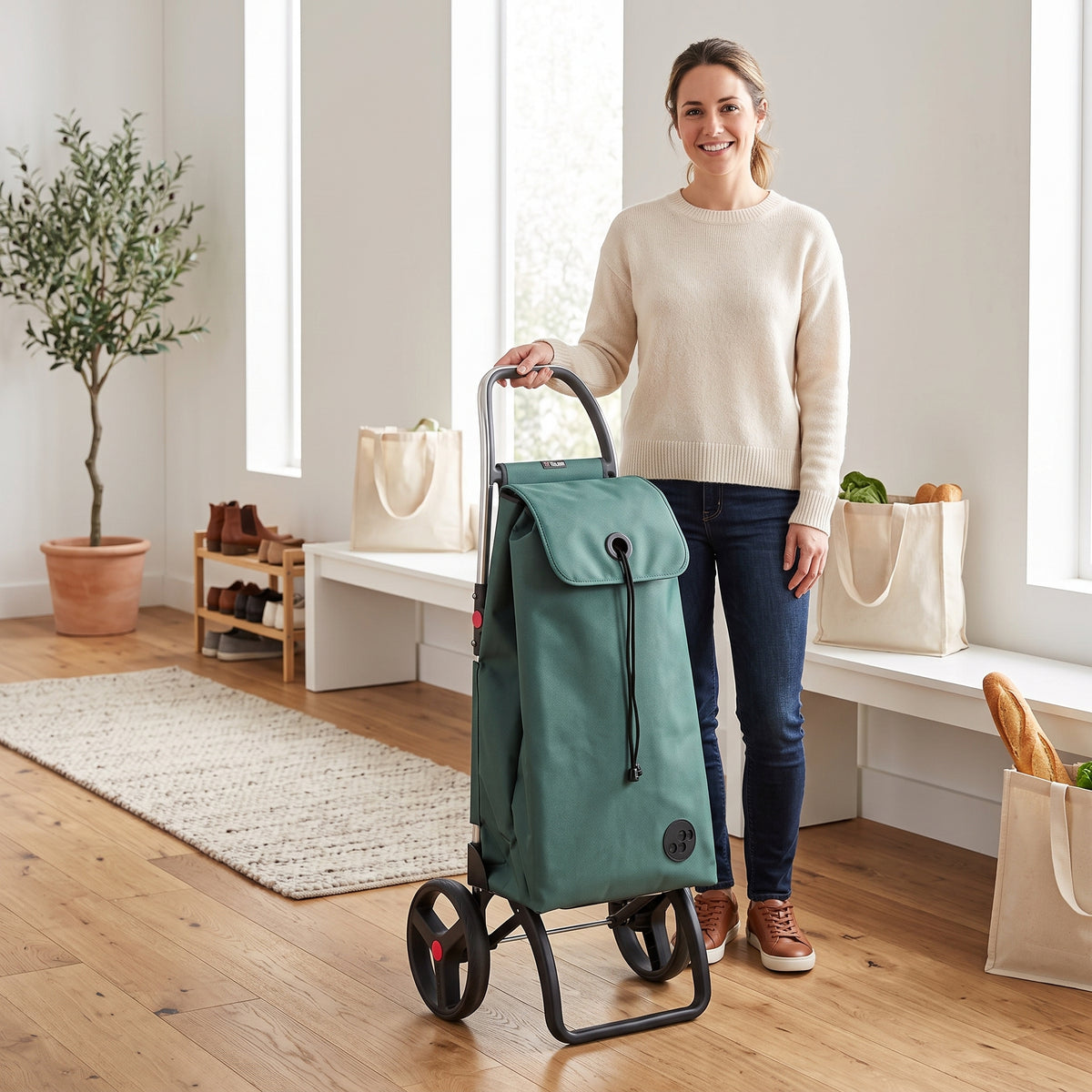 Rolser I-Max Logic RSG folding shopping cart, pine green – view 3