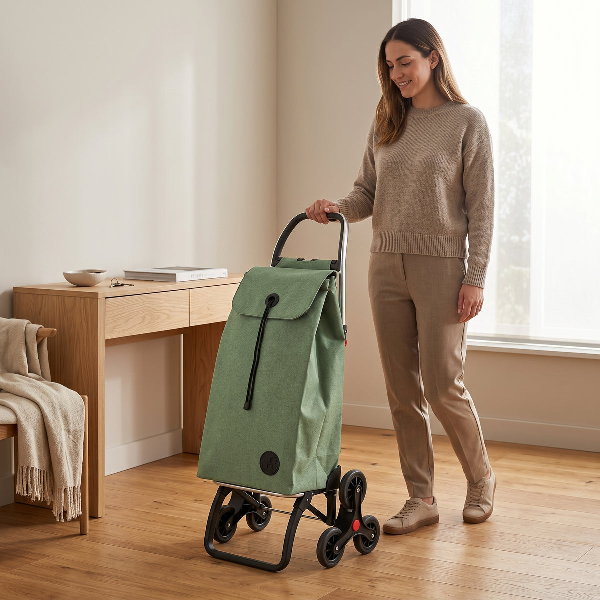 Chariot d'épicerie pliable Rolser I-Max Tweed 6L Logic, vert jade – vue 3