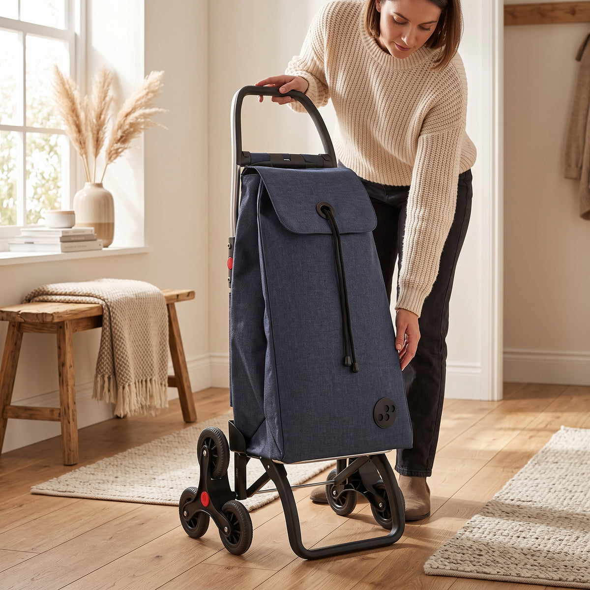 Chariot d'épicerie pliable Rolser I-Max Tweed 6L Logic, marine – vue 6
