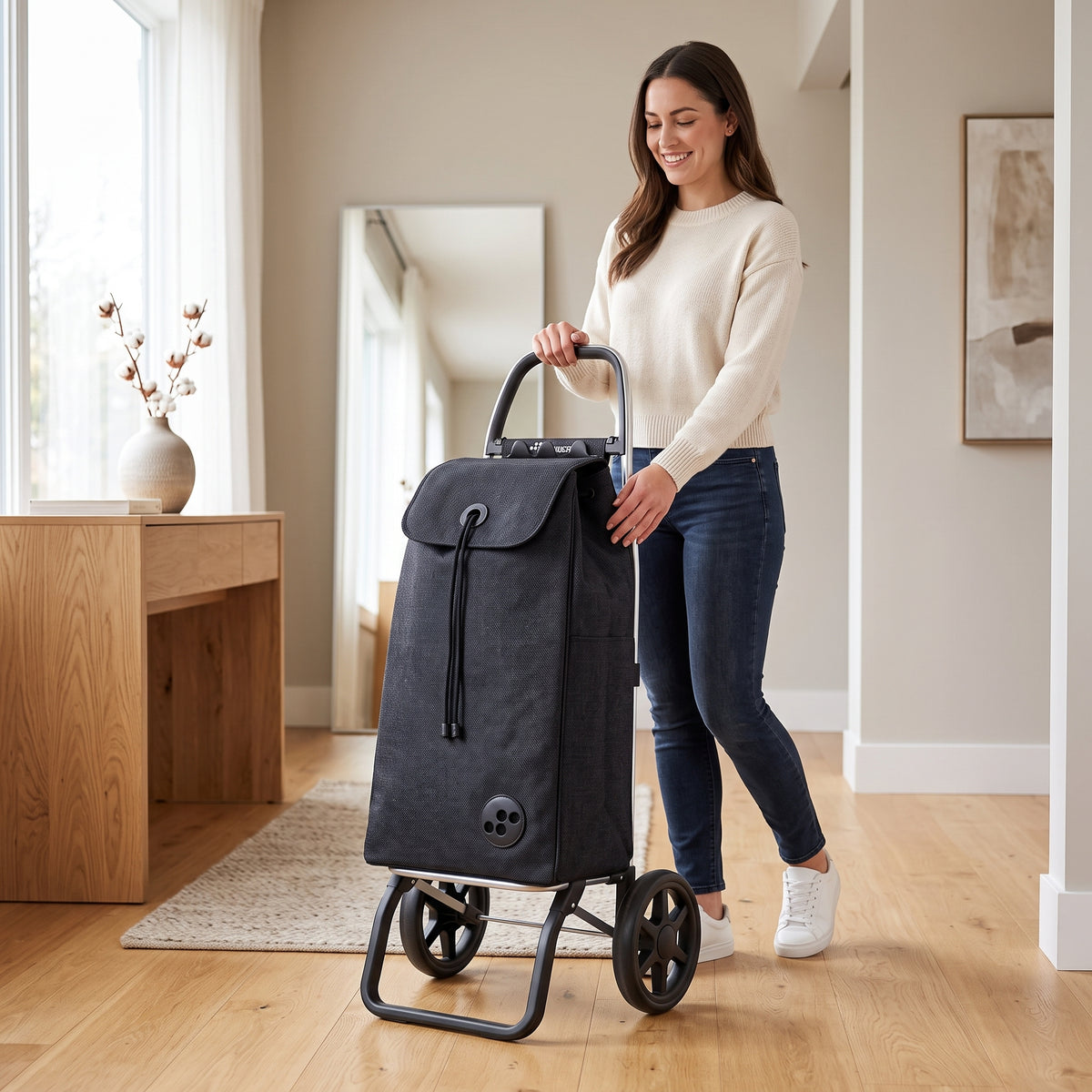 Chariot d'épicerie pliable Rolser I-Max Tweed Logic RSG, noir – vue 3