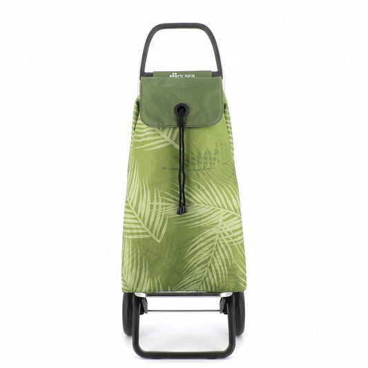 Rolser I-Max Costa Rica Convert folding shopping cart, Olive palm-leaf print