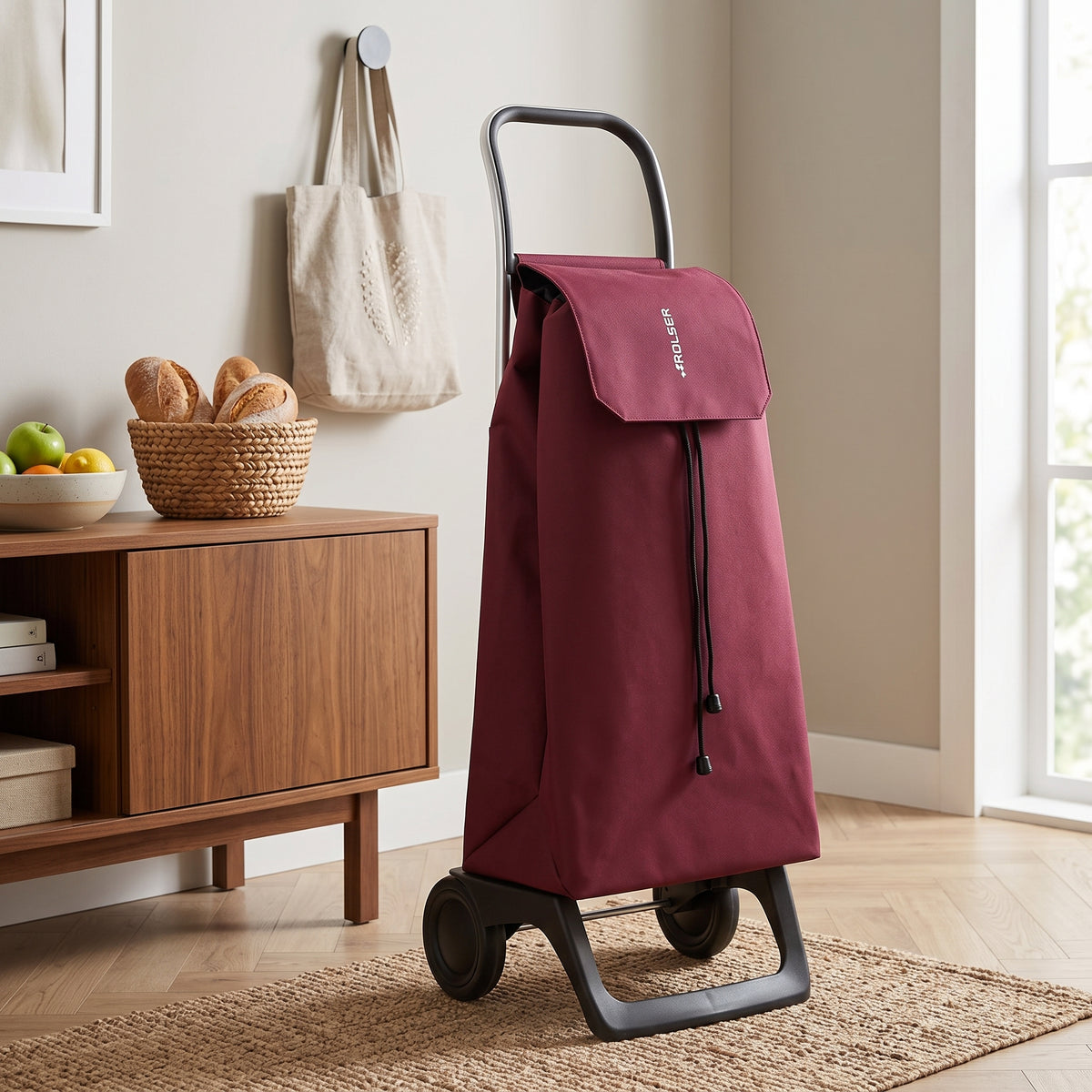 Rolser Jet LN Joy folding shopping cart, burgundy – view 2