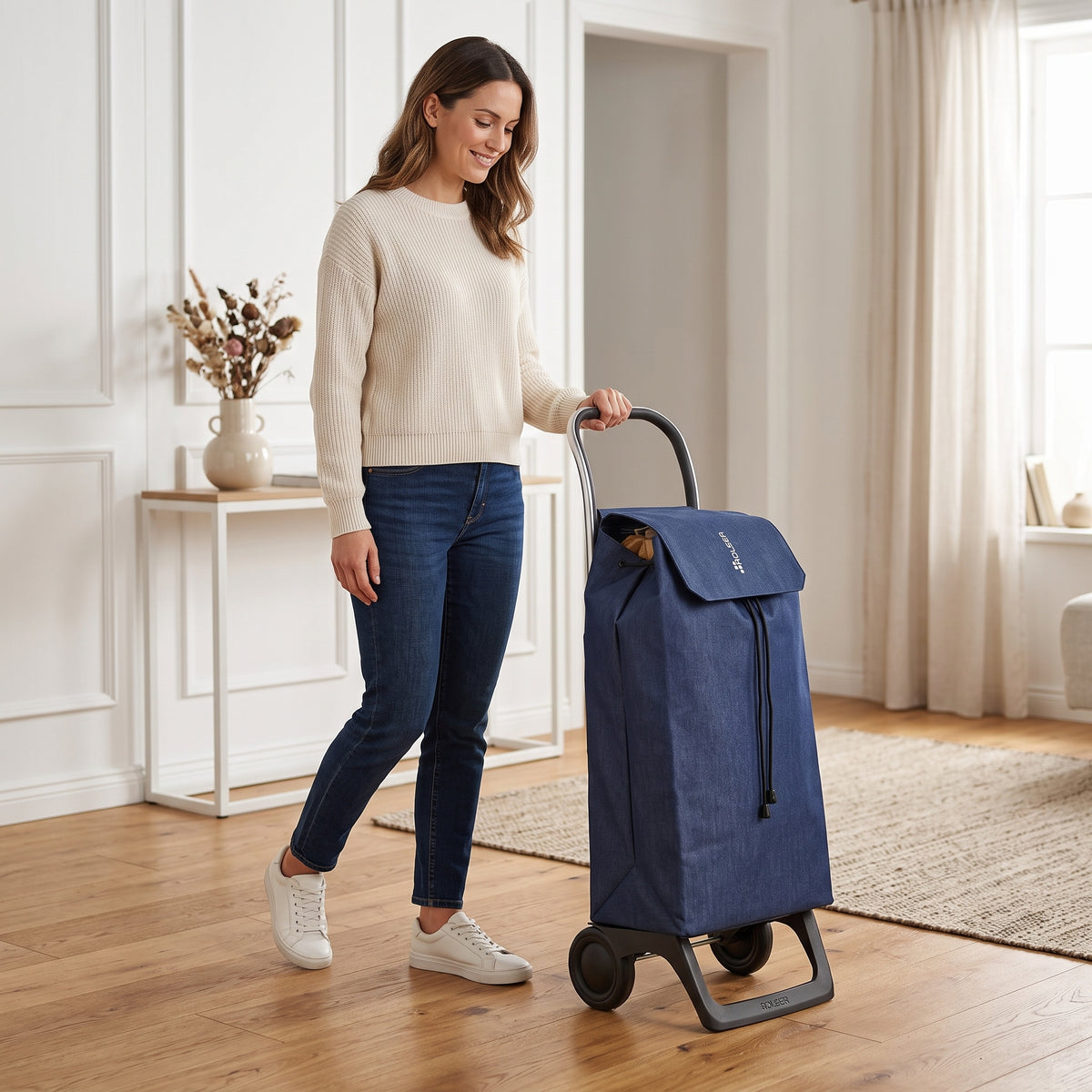 Chariot d'épicerie pliable Rolser Jet LN Joy, bleu denim – vue 2