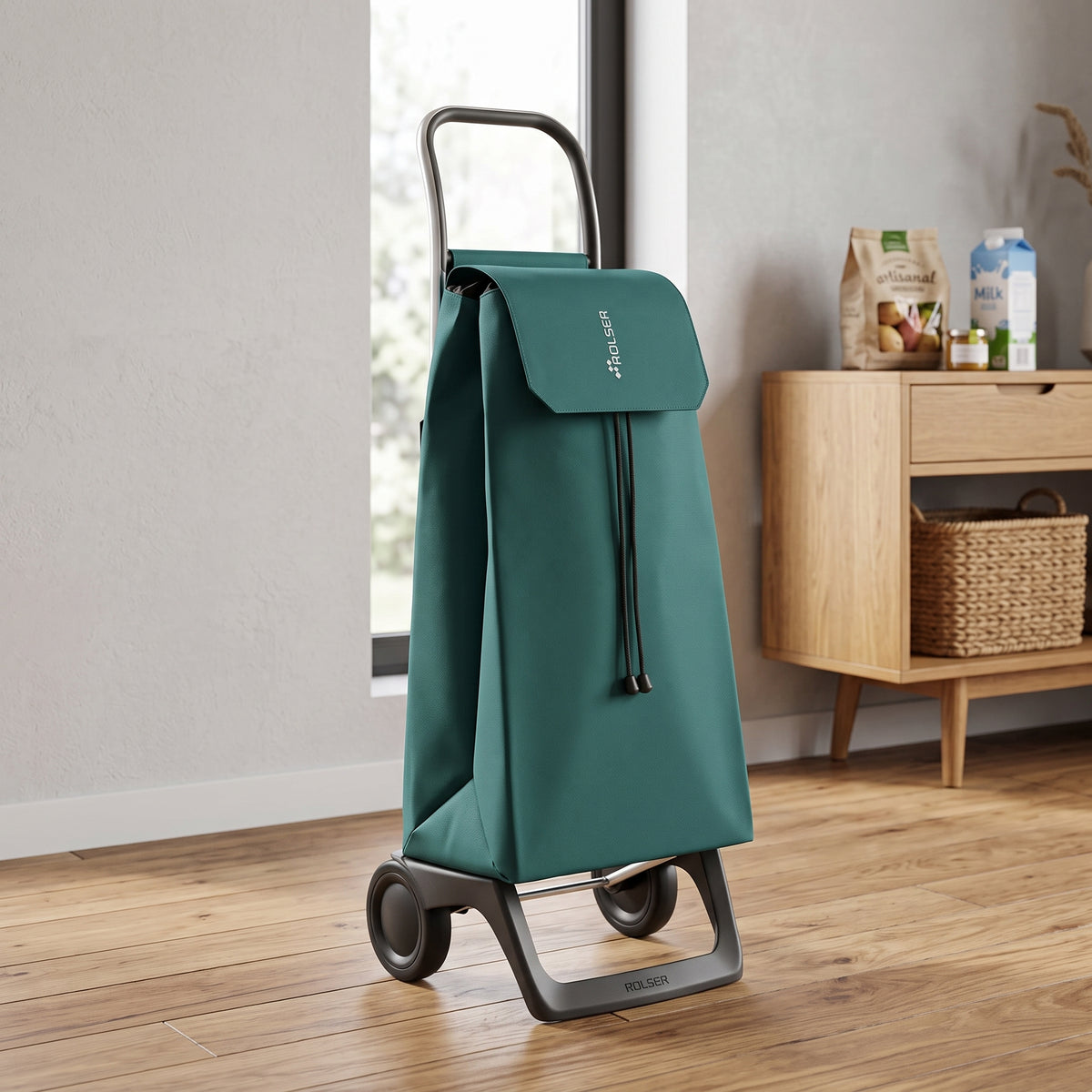 Rolser Jet LN Joy folding shopping cart, pine green – view 2